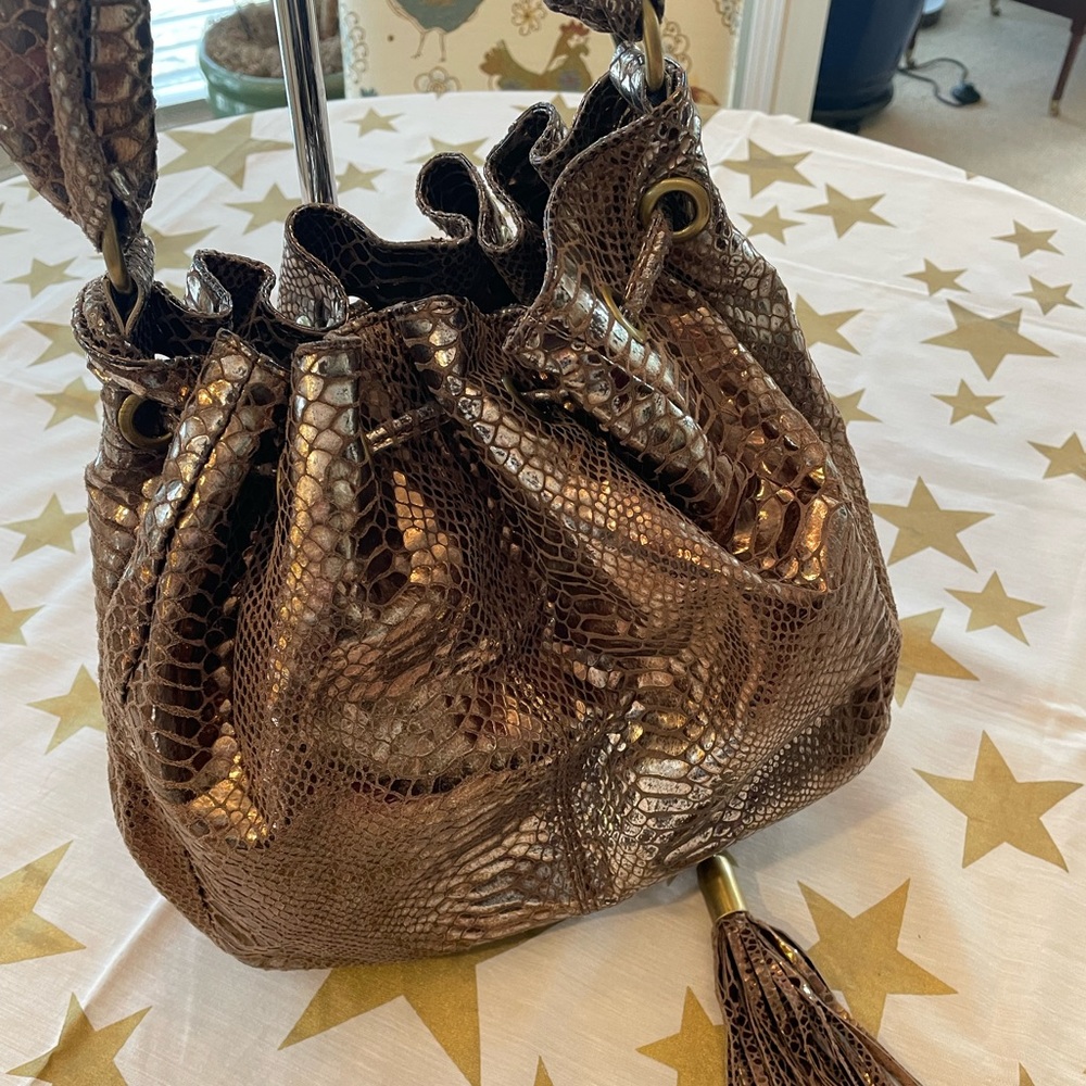 NAN metallic snakeskin hobo bag. PT